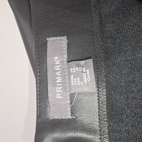 Primark Skirt Women 16 Black Faux Leather Pencil Midi High Waist Slit Minimalist - Picture 5 of 11